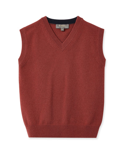 N.Peal Boys Cashmere Slipover Brick Red