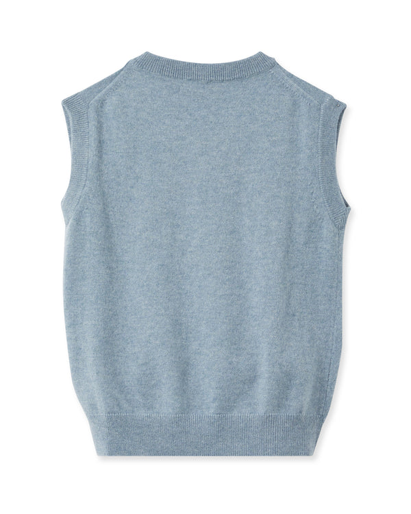 N.Peal Boys Cashmere Slipover Heather Blue