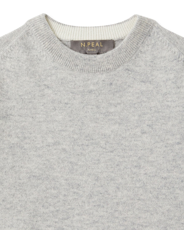 N.Peal Boys Round Neck Cashmere Jumper Fumo Grey