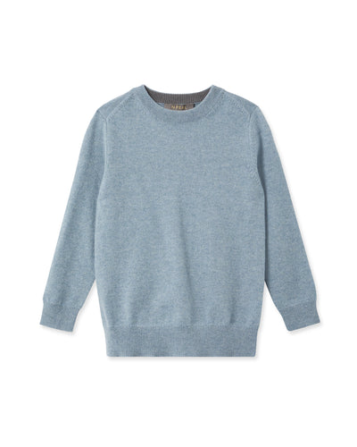 N.Peal Boys Round Neck Cashmere Jumper Heather Blue