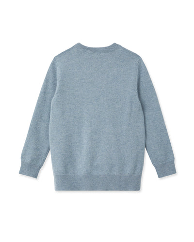 N.Peal Boys Round Neck Cashmere Jumper Heather Blue