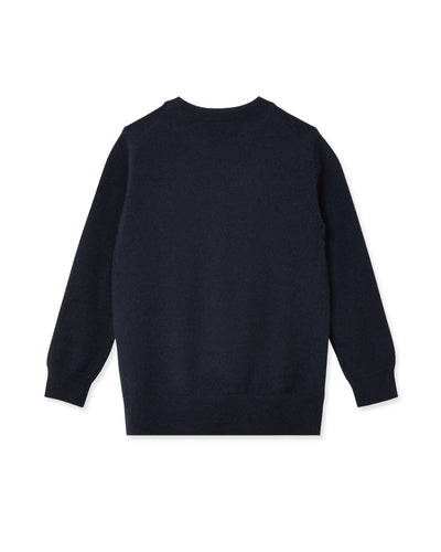 N.Peal Boys Round Neck Cashmere Jumper Navy Blue