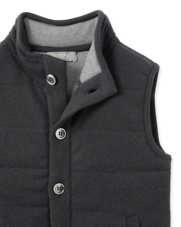 N.Peal Boys Mall Cashmere Gilet Dark Charcoal Grey