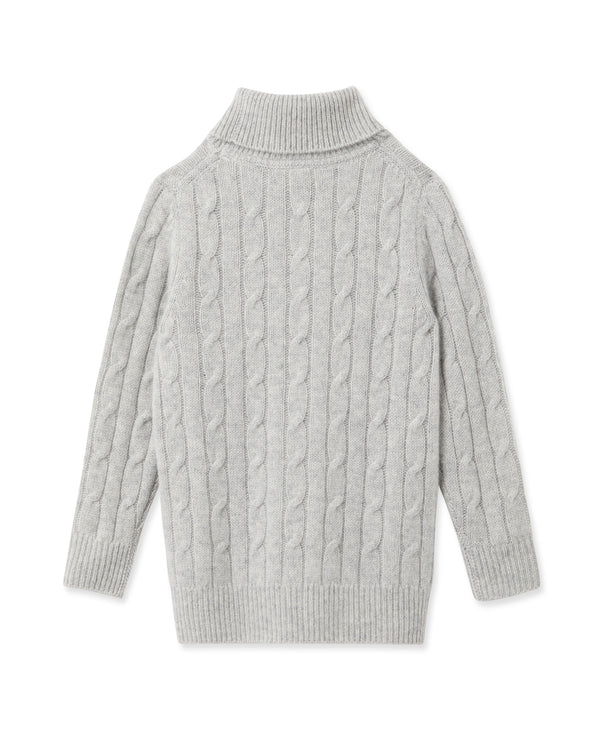 N.Peal Boys Cable Roll Neck Cashmere Jumper Fumo Grey