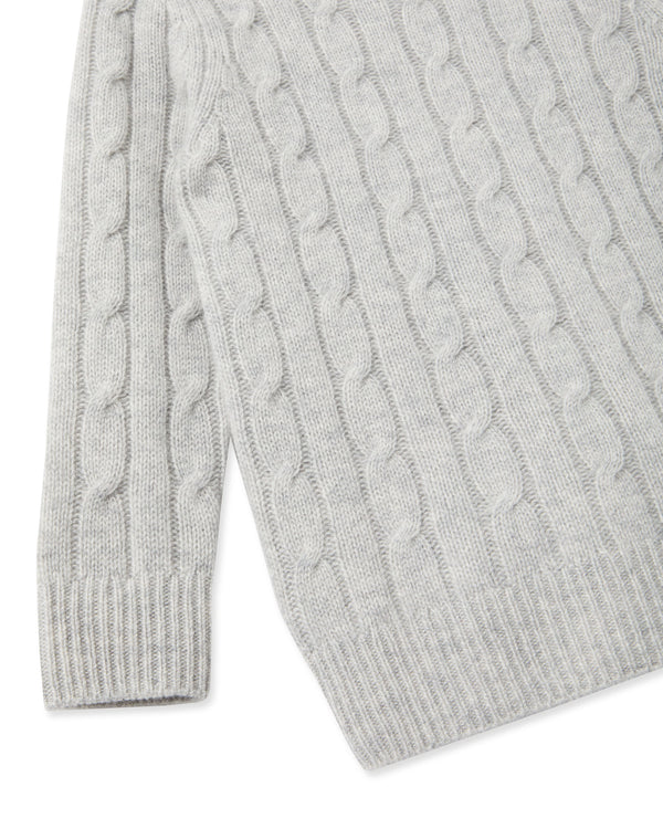 N.Peal Boys Cable Roll Neck Cashmere Jumper Fumo Grey