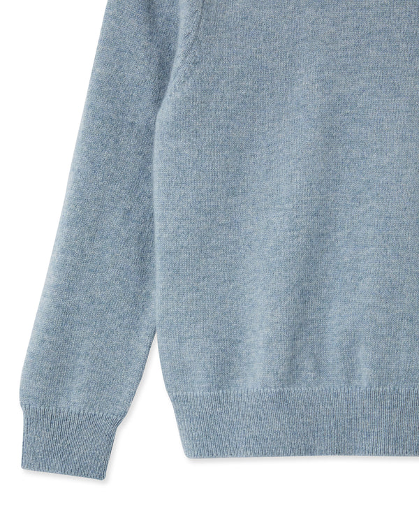 N.Peal Girls Round Neck Cashmere Jumper Heather Blue