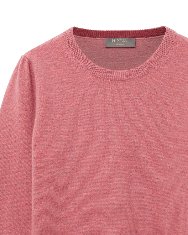 N.Peal Girls Round Neck Cashmere Jumper Heather Pink