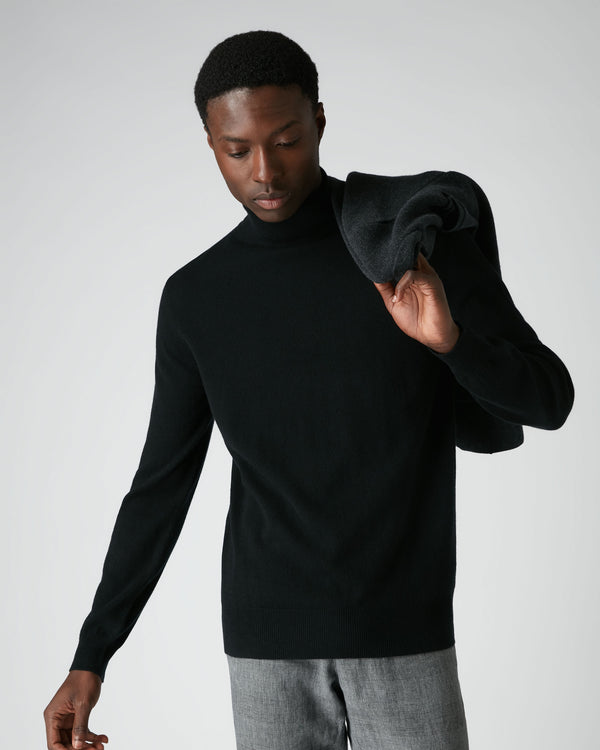 N.Peal 007 Classic Polo Neck Cashmere Jumper Black