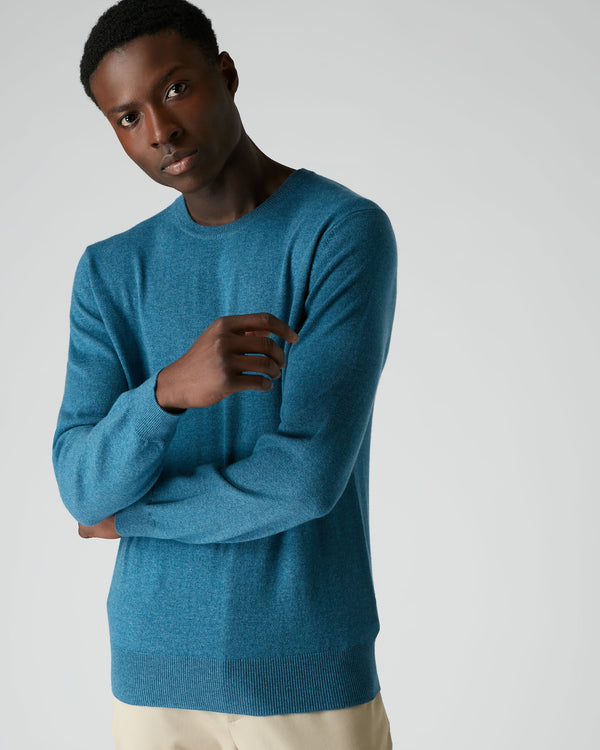 N.Peal 007 Crew Neck Cashmere Jumper Blue Wave