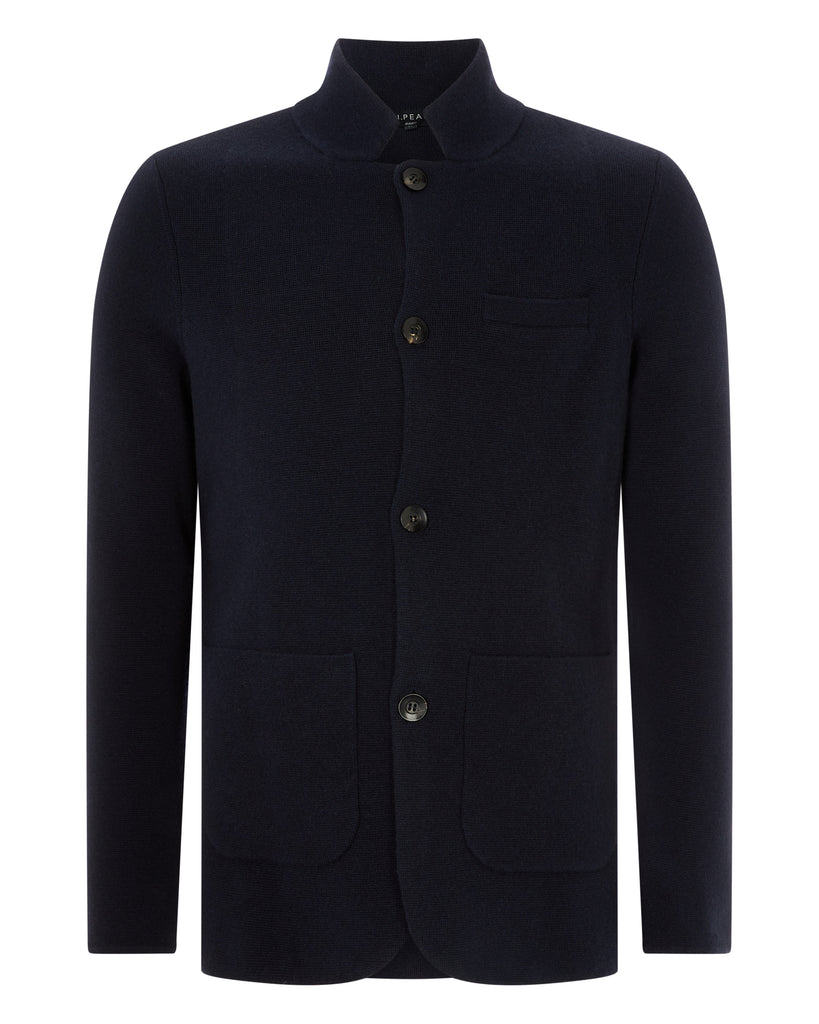 007 Milano Knitted Jacket Navy Blue | N.Peal
