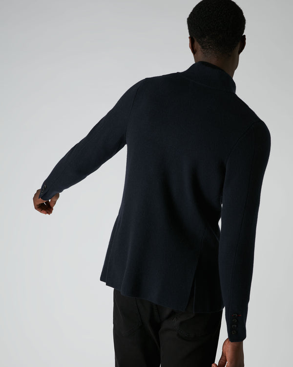 N.Peal 007 Milano Knitted Cashmere Jacket Navy Blue