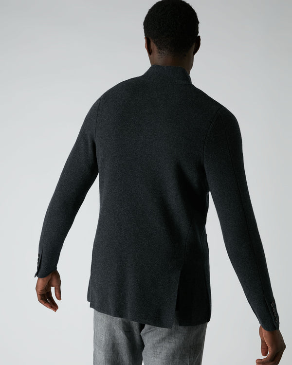 N.Peal Men's Milano Cashmere Jacket Dark Charcoal Grey