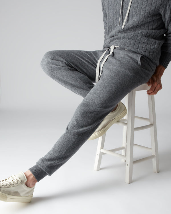 N.Peal Men's Brompton Cashmere Jogger Elephant Grey
