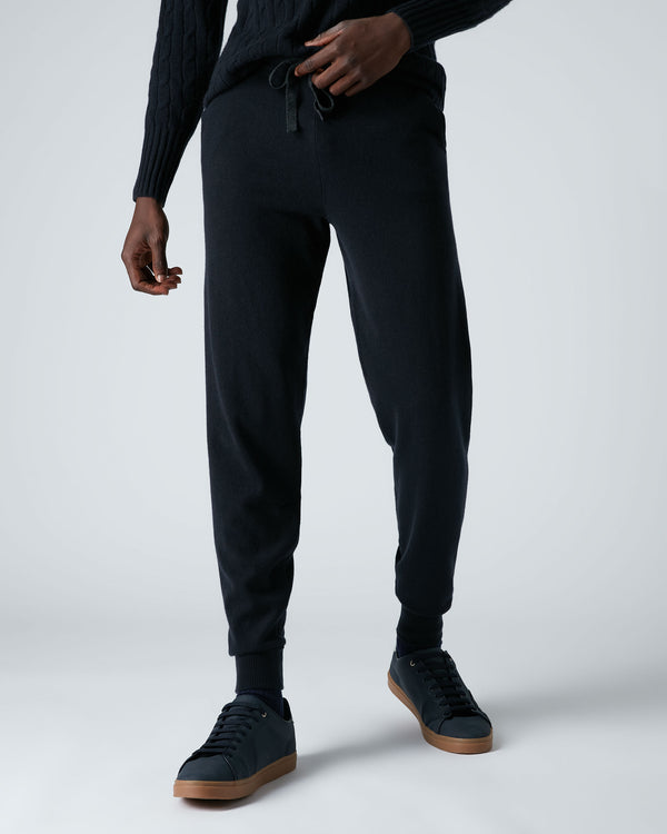 N.Peal Men's Cashmere Pants Navy Blue