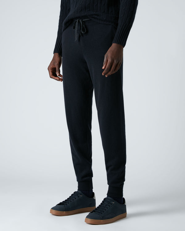 N.Peal Men's Cashmere Pants Navy Blue