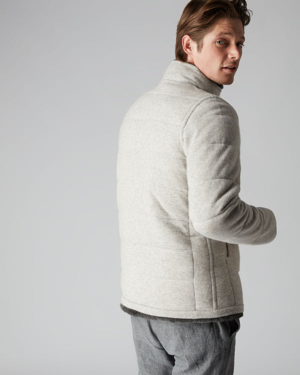 N.Peal Men's Fur Lined Quilted Jacket Fumo Grey
