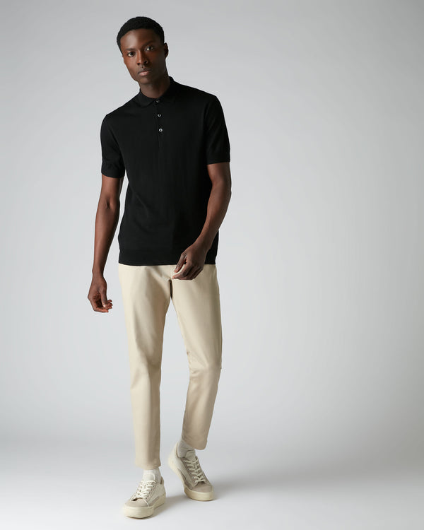 N.Peal 007 Fine Gauge Cashmere Polo T Shirt Black