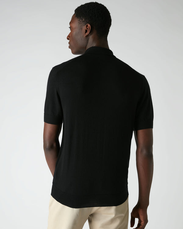 N.Peal 007 Fine Gauge Cashmere Polo T Shirt Black