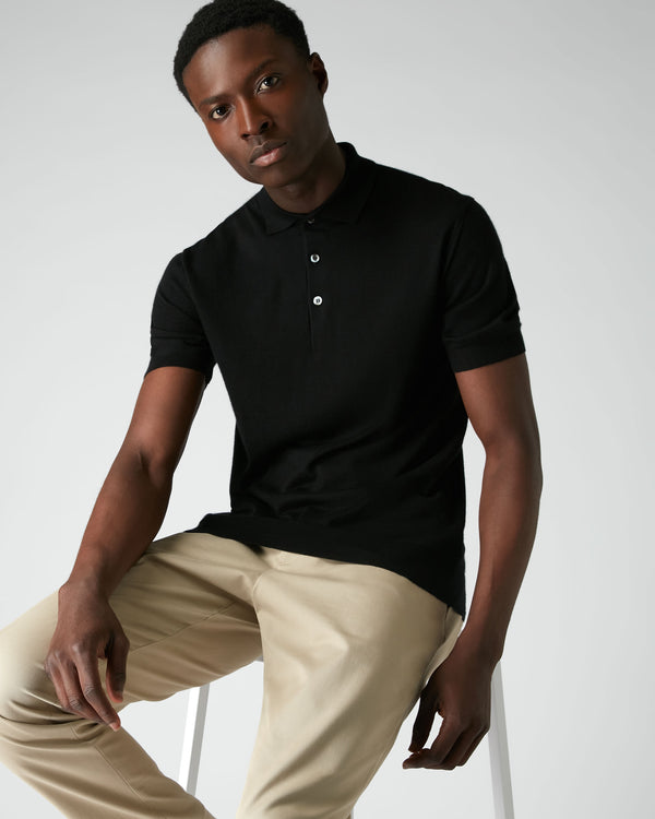 N.Peal 007 Fine Gauge Cashmere Polo T Shirt Black