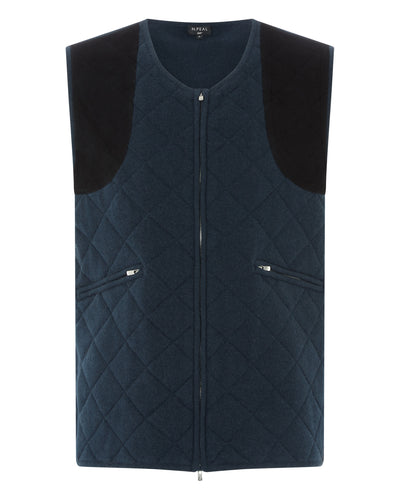 N.Peal 007 Diamond Padded Cashmere Waistcoat Lava Blue