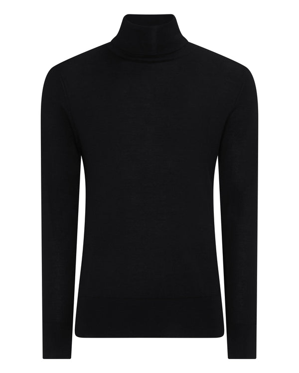 N.Peal Men's Pimlico Fine Gauge Cashmere Roll Neck Jumper Black
