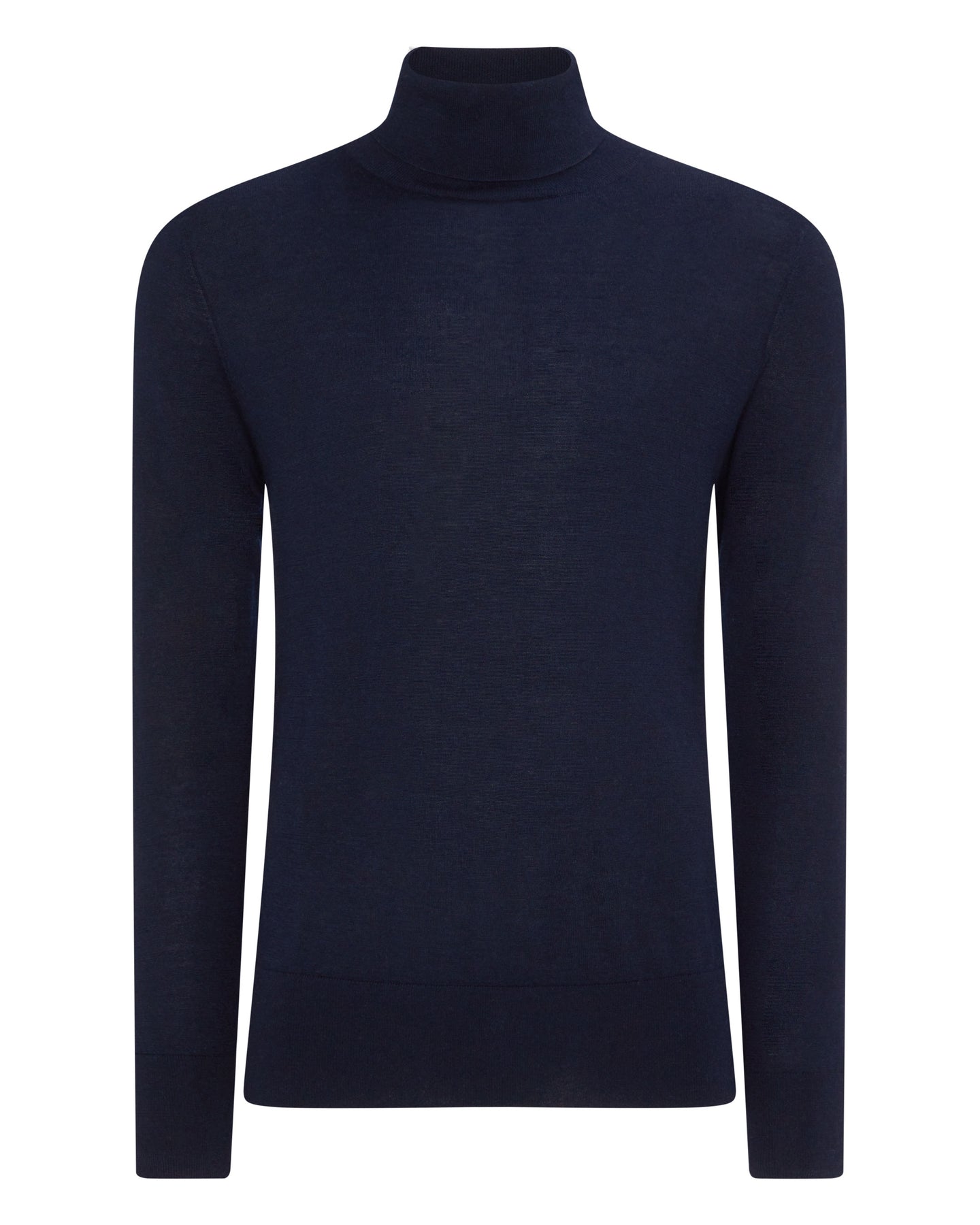 N.Peal Men's Fine Gauge Cashmere Roll Neck Jumper Navy Blue