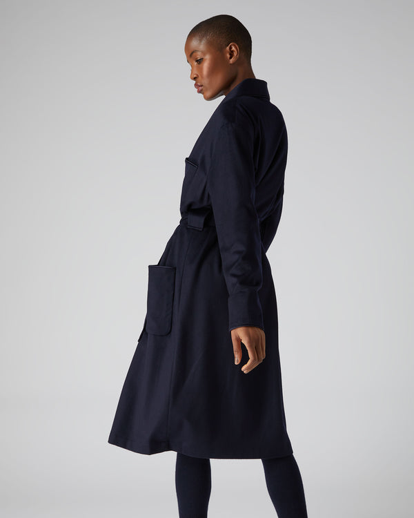 N.Peal Unisex Cashmere Dressing Gown Navy Blue
