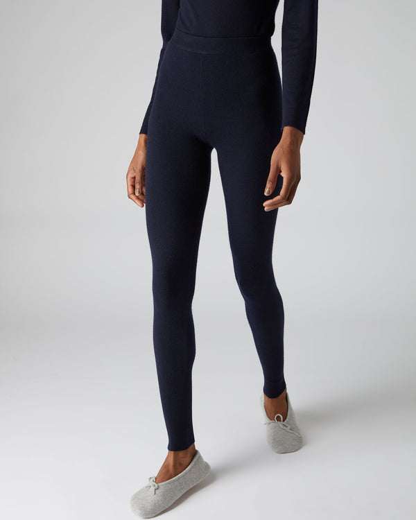 N.Peal Women's Cashmere Leggings Navy Blue