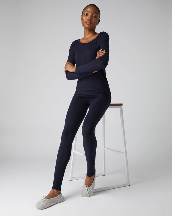 Women's Cashmere Leggings Navy Blue