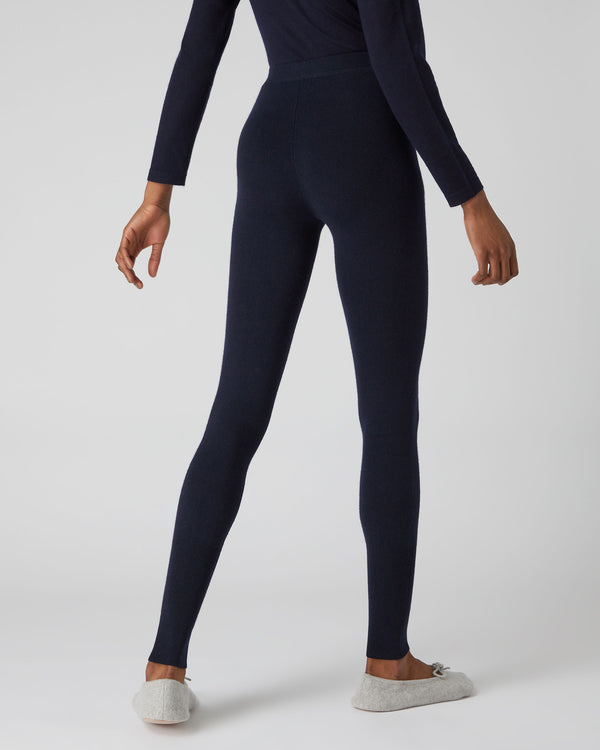 Women's Cashmere Leggings Navy Blue