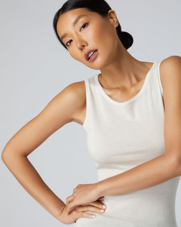 N.Peal Women's Ella Superfine Cashmere Shell Top New Ivory White