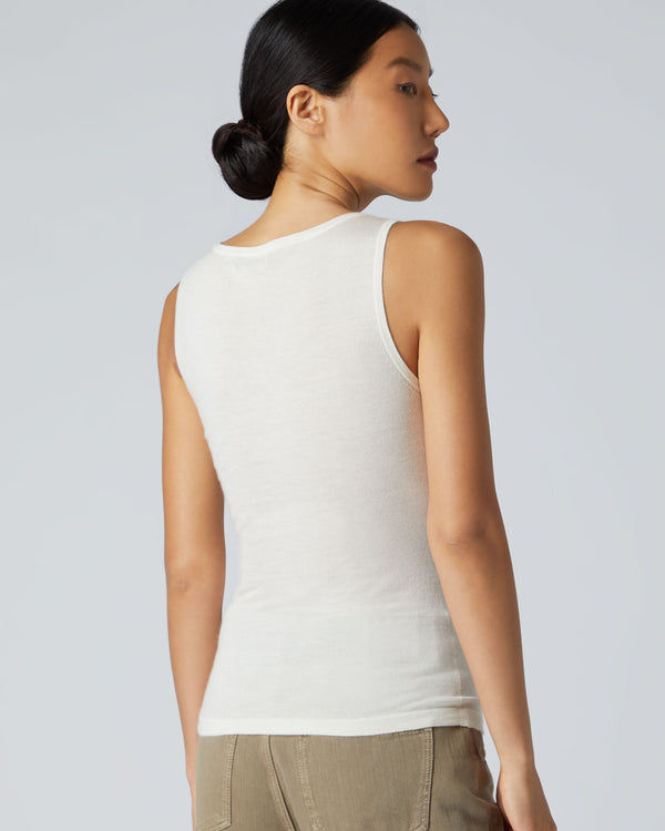 N.Peal Women's Ella Superfine Cashmere Shell Top New Ivory White