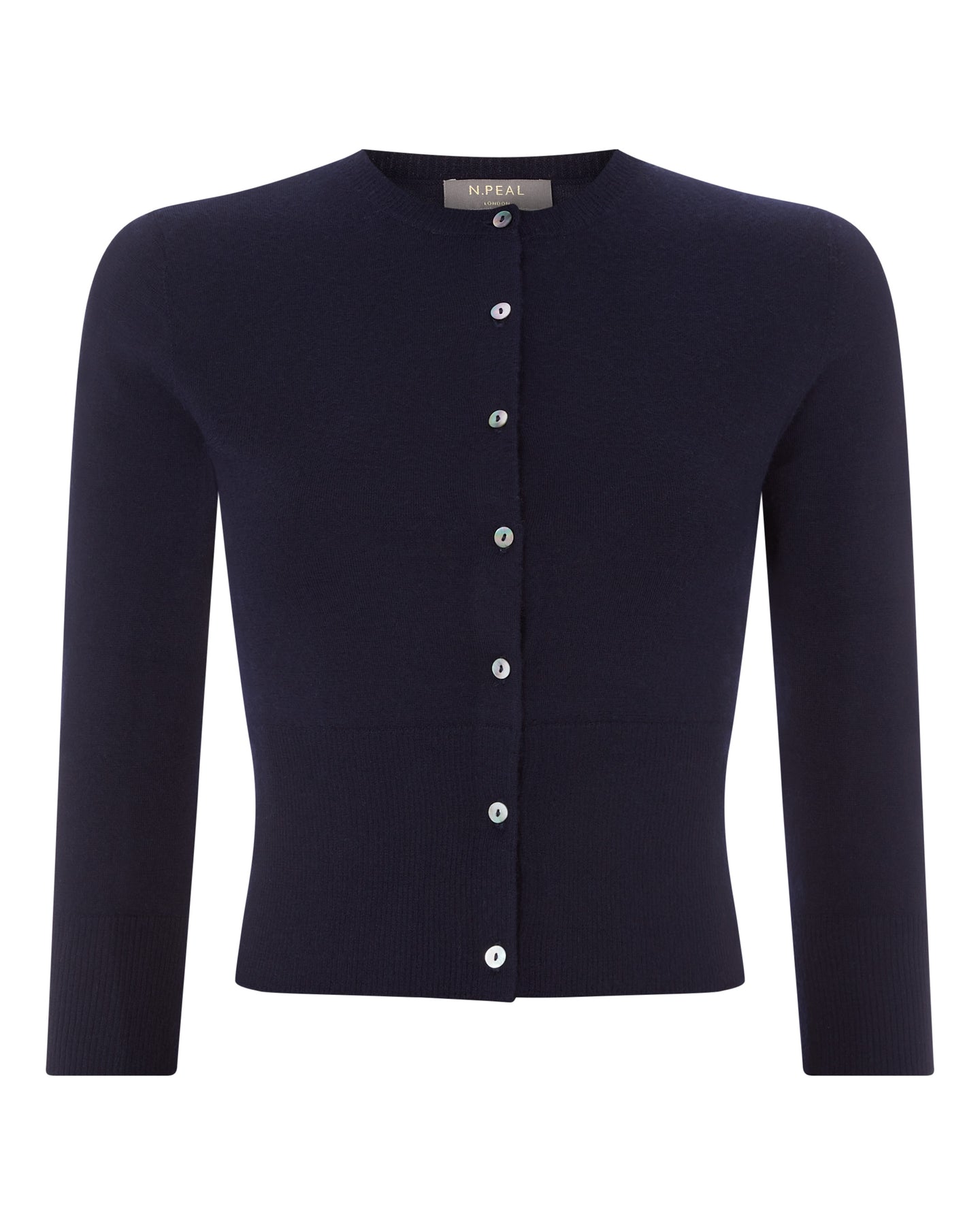 N.Peal Women's Superfine Cropped Cashmere Cardigan Navy Blue