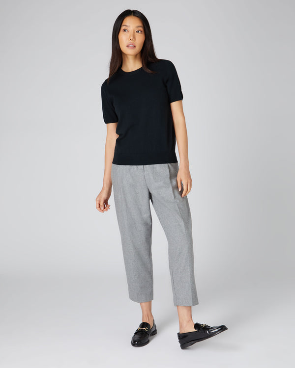 N.Peal Women's Milly Classic Cashmere T-Shirt Black