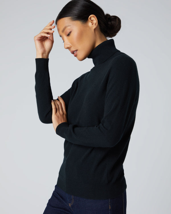 N.Peal Women's Polo Neck Cashmere Jumper Black