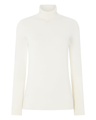 N.Peal Women's Polo Neck Cashmere Jumper New Ivory White