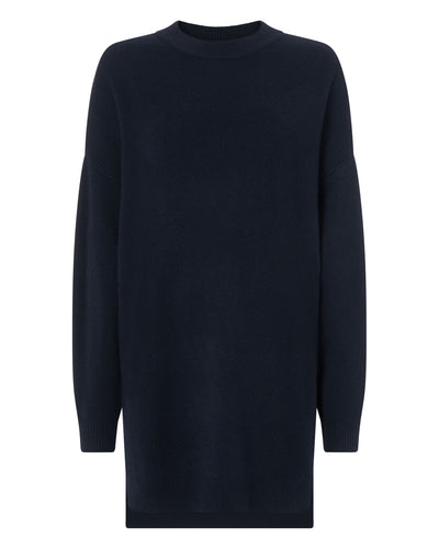 N.Peal Women's Oversized Cashmere Jumper Dress Navy Blue