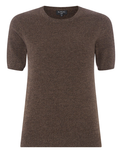 N.Peal 007 Round Neck Cashmere T Shirt Moorland Brown