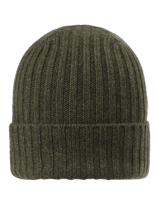 N.Peal Unisex Chunky Ribbed Cashmere Hat Moss Green
