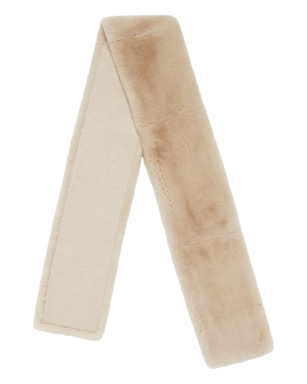 N.Peal Unisex Long Fur Scarf Heather Beige Brown