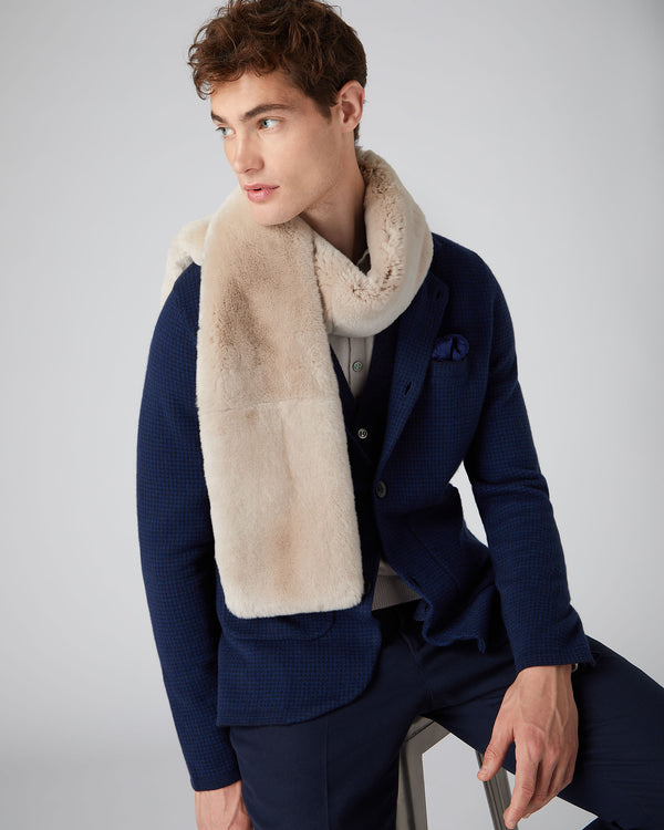 N.Peal Unisex Long Fur Scarf Heather Beige Brown