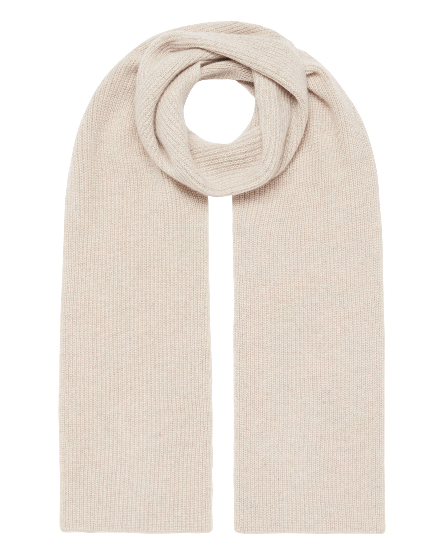 Unisex Ribbed Cashmere Scarf Heather Beige Brown