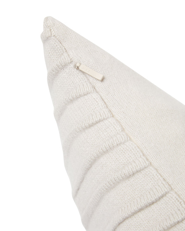 N.Peal Ribbed Cashmere Cushion Snow Grey