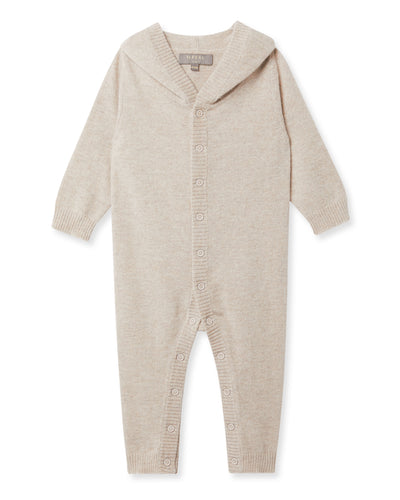 N.Peal Bear Cashmere Sleepsuit Light Oatmeal Brown