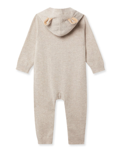 N.Peal Bear Cashmere Sleepsuit Light Oatmeal Brown