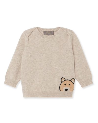 N.Peal Bear Cashmere Jumper Light Oatmeal Brown