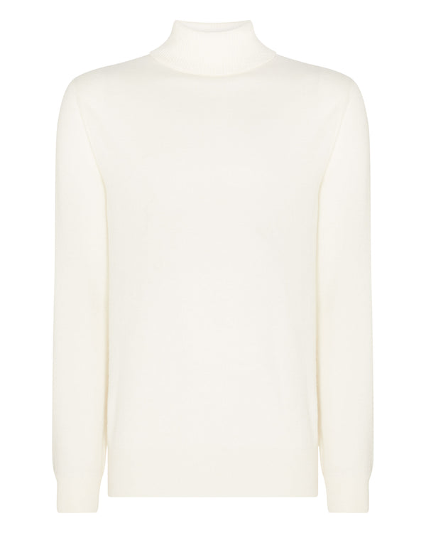 N.Peal 007 Classic Polo Neck Cashmere Jumper New Ivory White