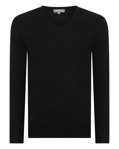 N.Peal Men's The Conduit Fine Gauge Cashmere Jumper Black