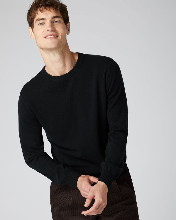 N.Peal The Oxford Round Neck Cashmere Jumper Black