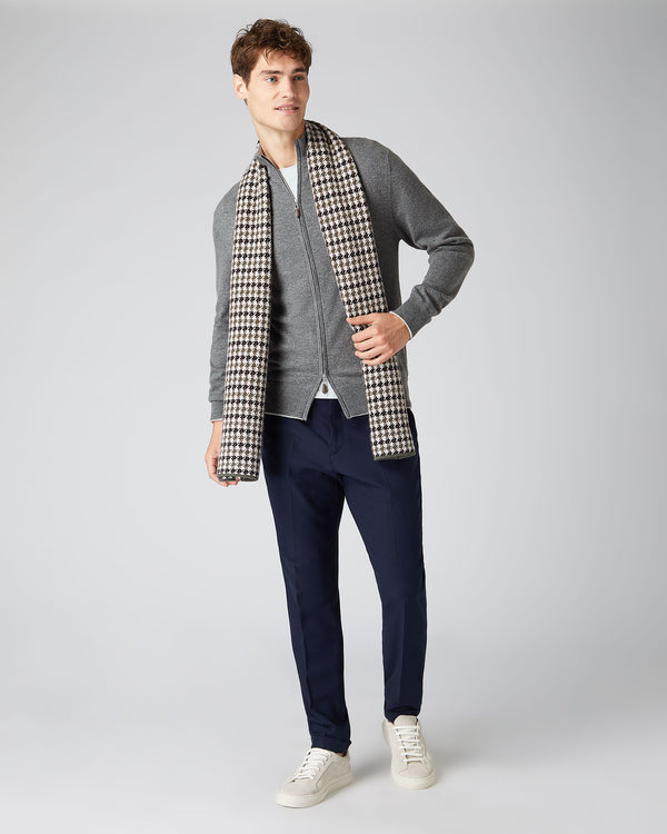 N.Peal Men's The Knightsbridge Zip Cashmere Jumper Elephant Grey